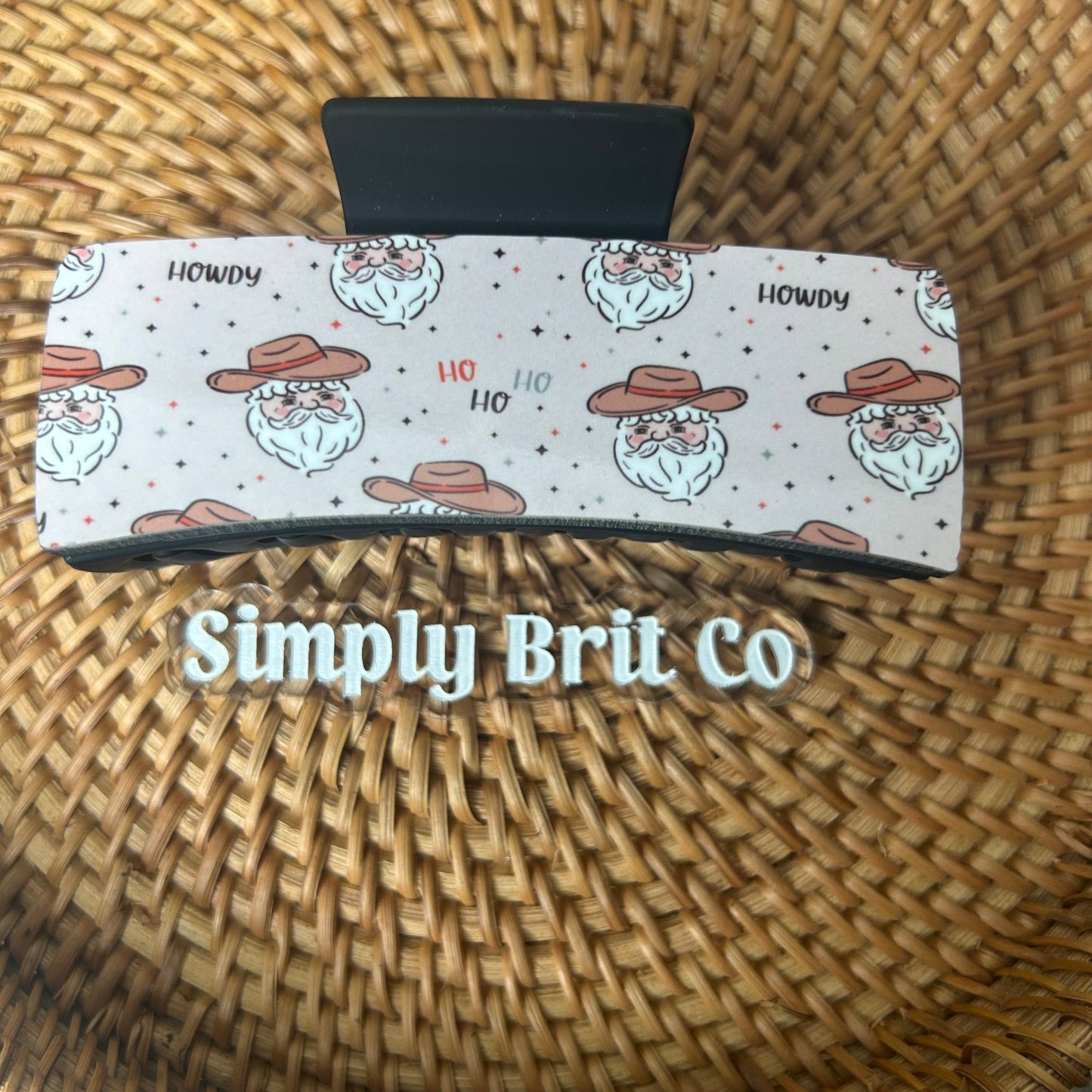 Ho Ho Ho Cowboy Santa Large Claw Clip
