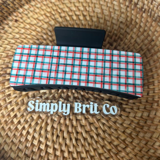 Christmas Plaid Large Claw Clip