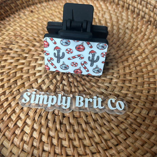 Cactus Christmas Small Claw Clip