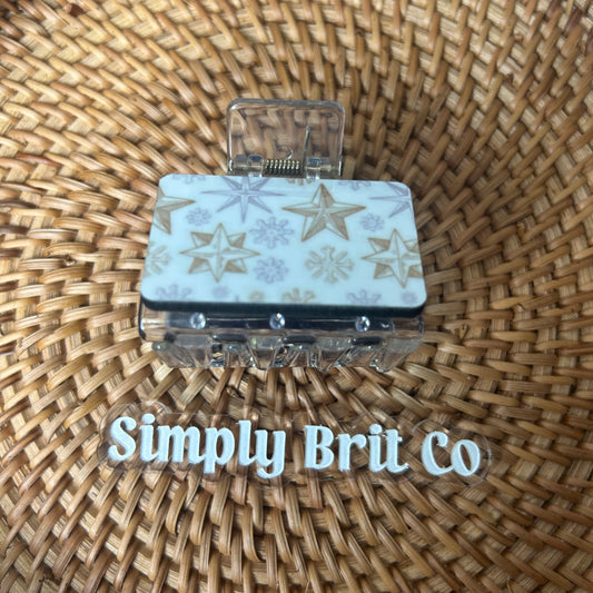 Stars and Snowflakes Small Claw Clip