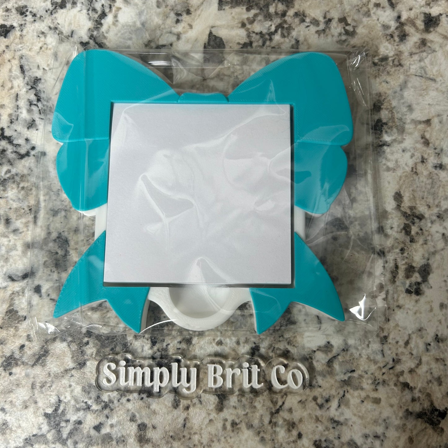 Teal Bow Post It Note Holder