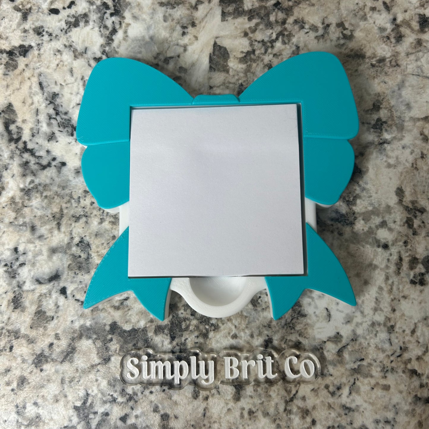 Teal Bow Post It Note Holder