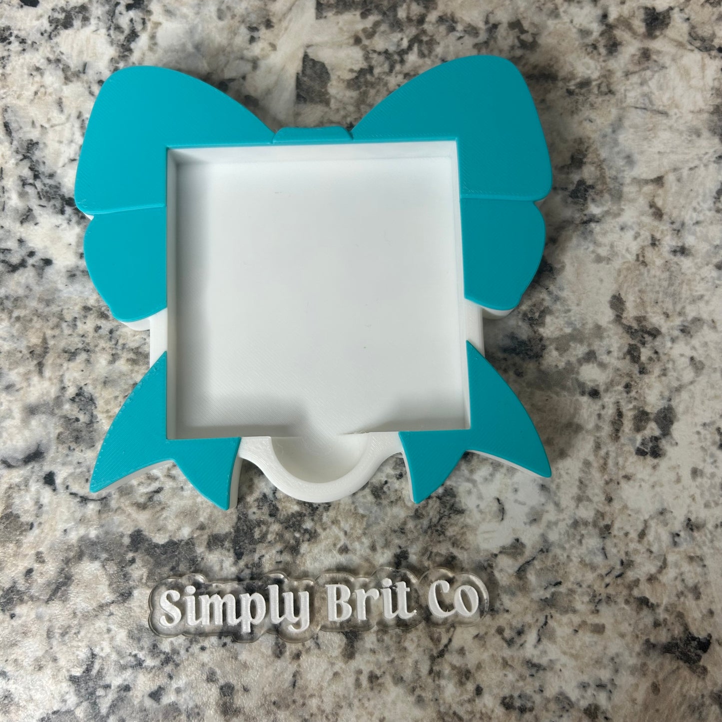 Teal Bow Post It Note Holder