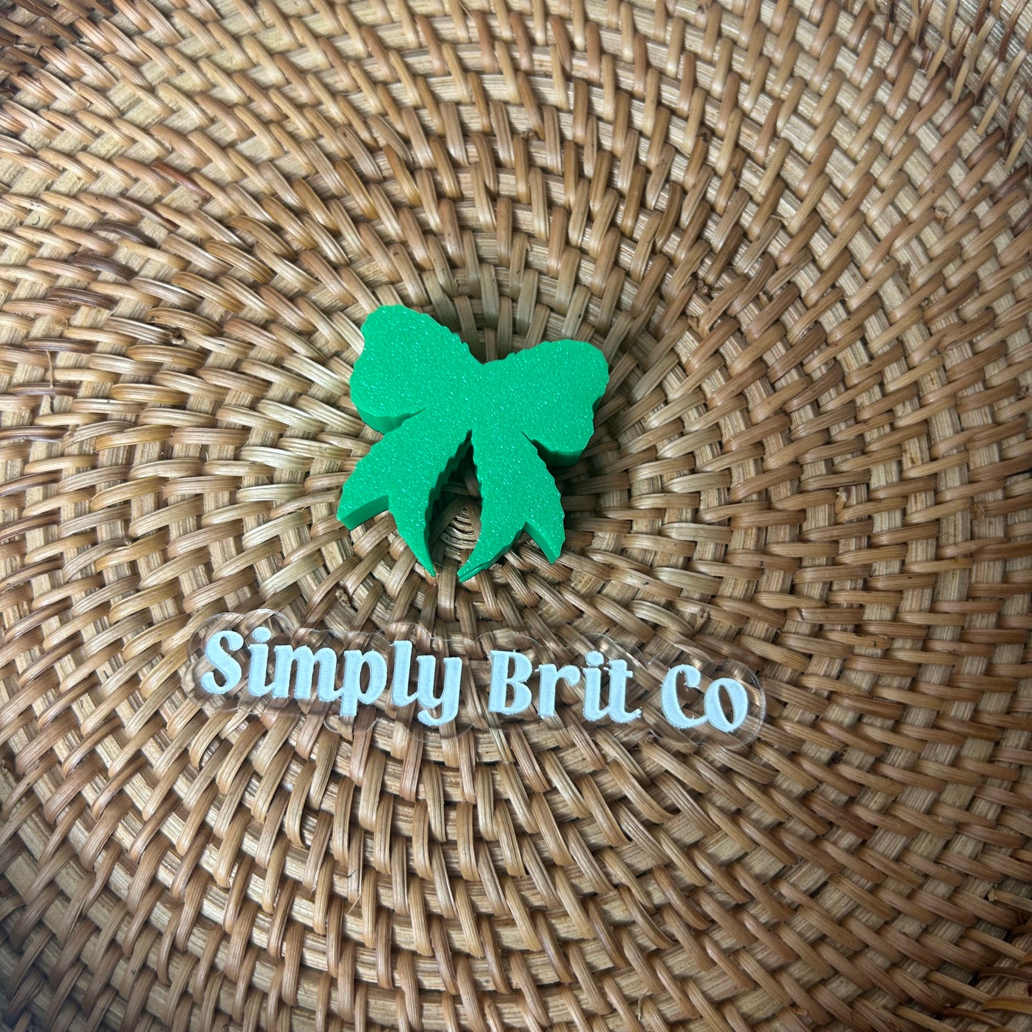 Green Bow and Red Heart Large Straw Charm (40oz)