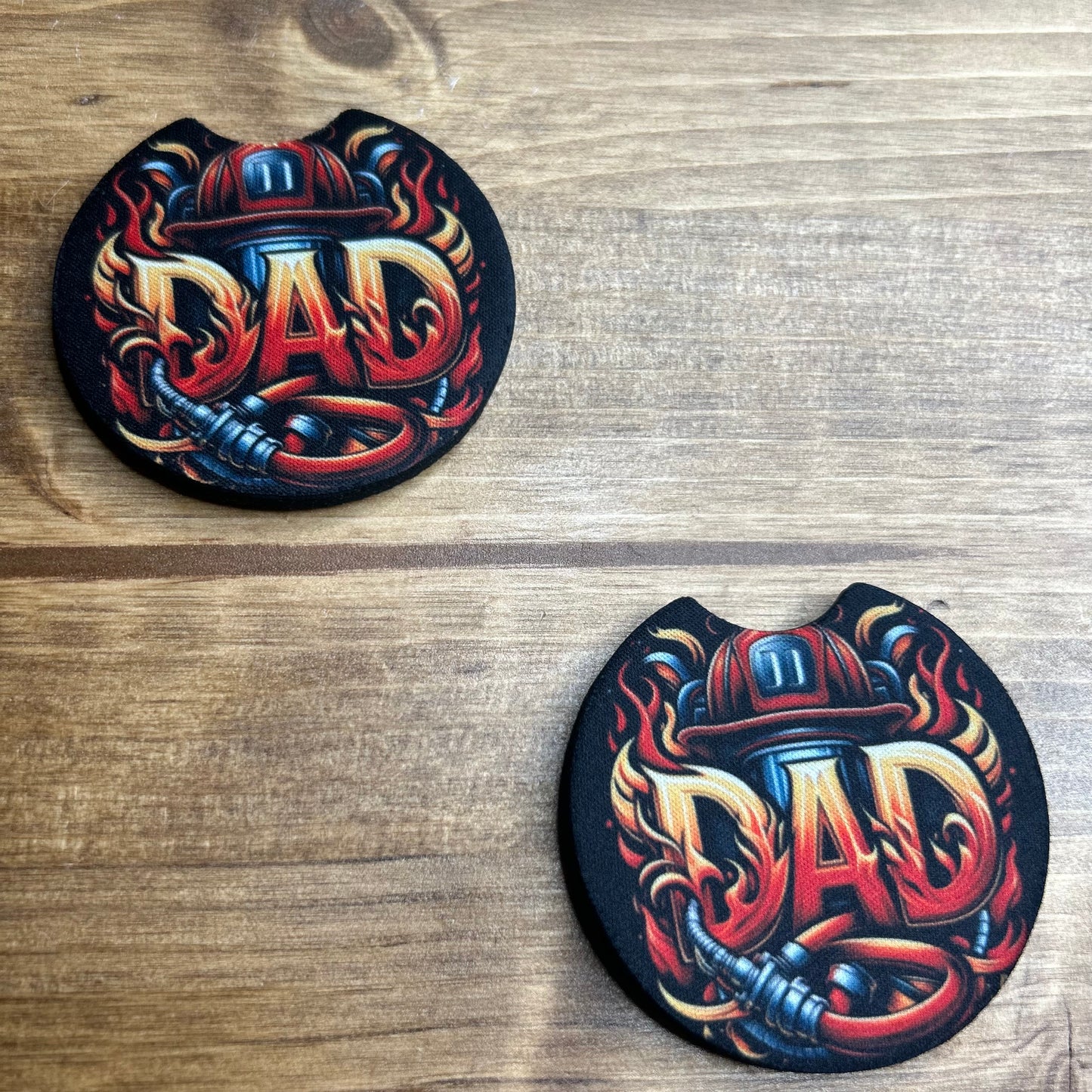 Dad Firefighter Set of 2 Car Coaster