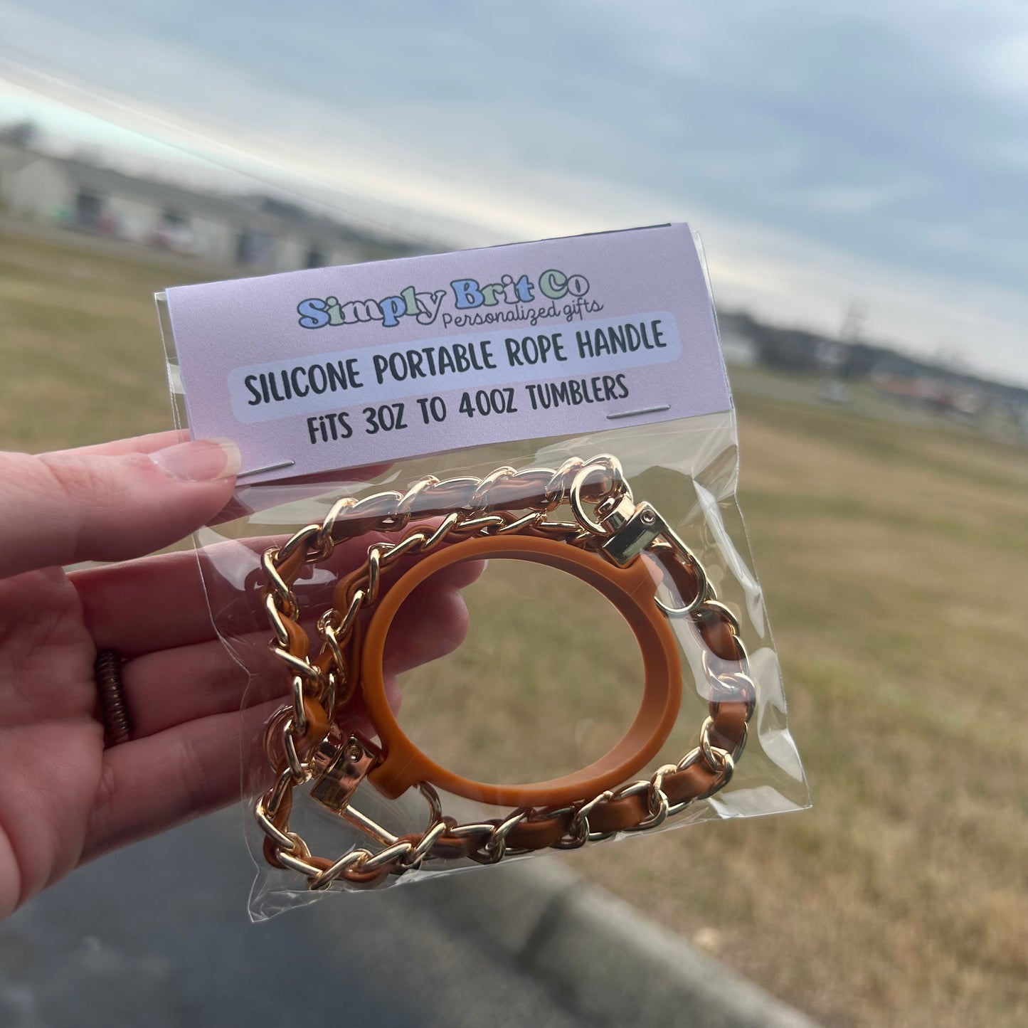 Silicone Rope Handle with Chain Fits 3oz - 40oz Tumblers