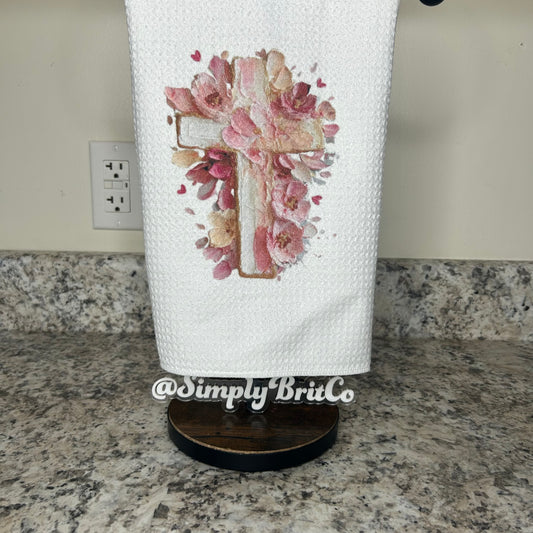 Floral Watercolor Cross Kitchen Towel