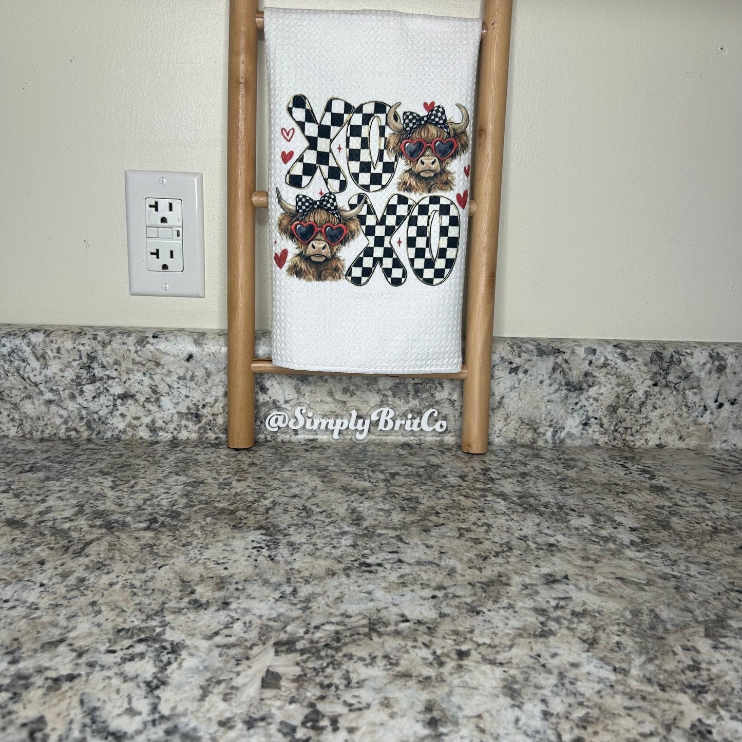 XOXO Highland Cow Kitchen Towel