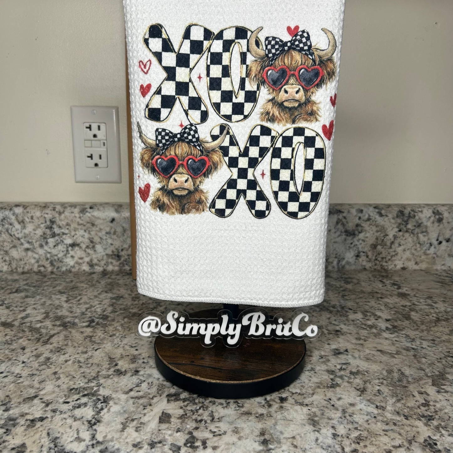 XOXO Highland Cow Kitchen Towel