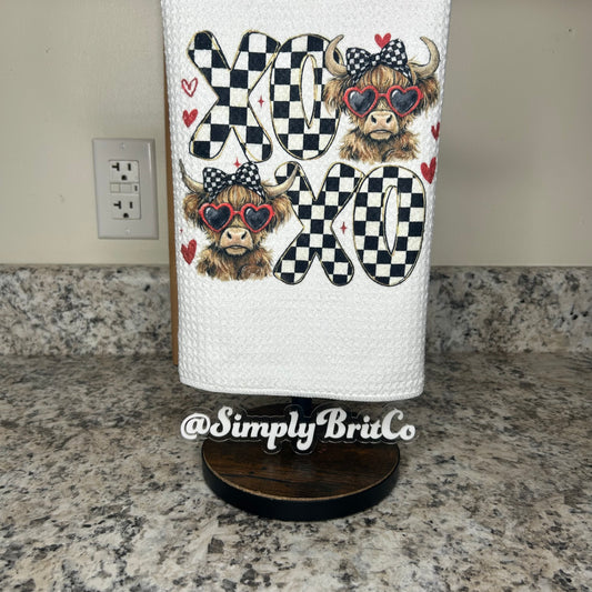 XOXO Highland Cow Kitchen Towel