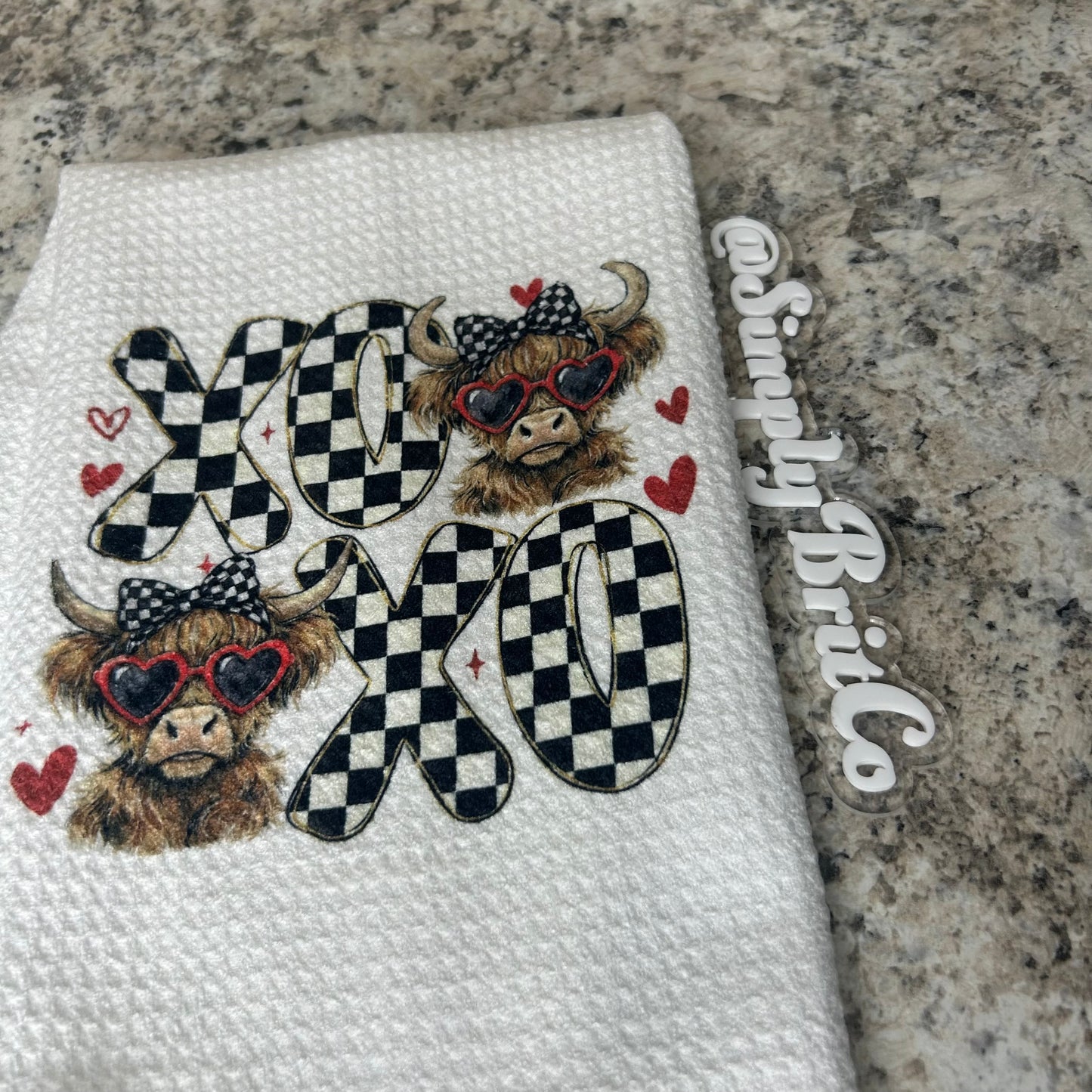 XOXO Highland Cow Kitchen Towel