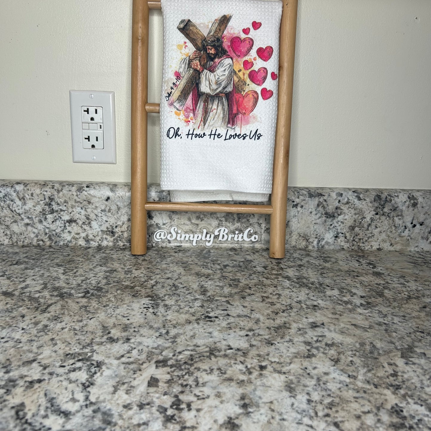 Oh How He Loves Us Religious Kitchen Towel