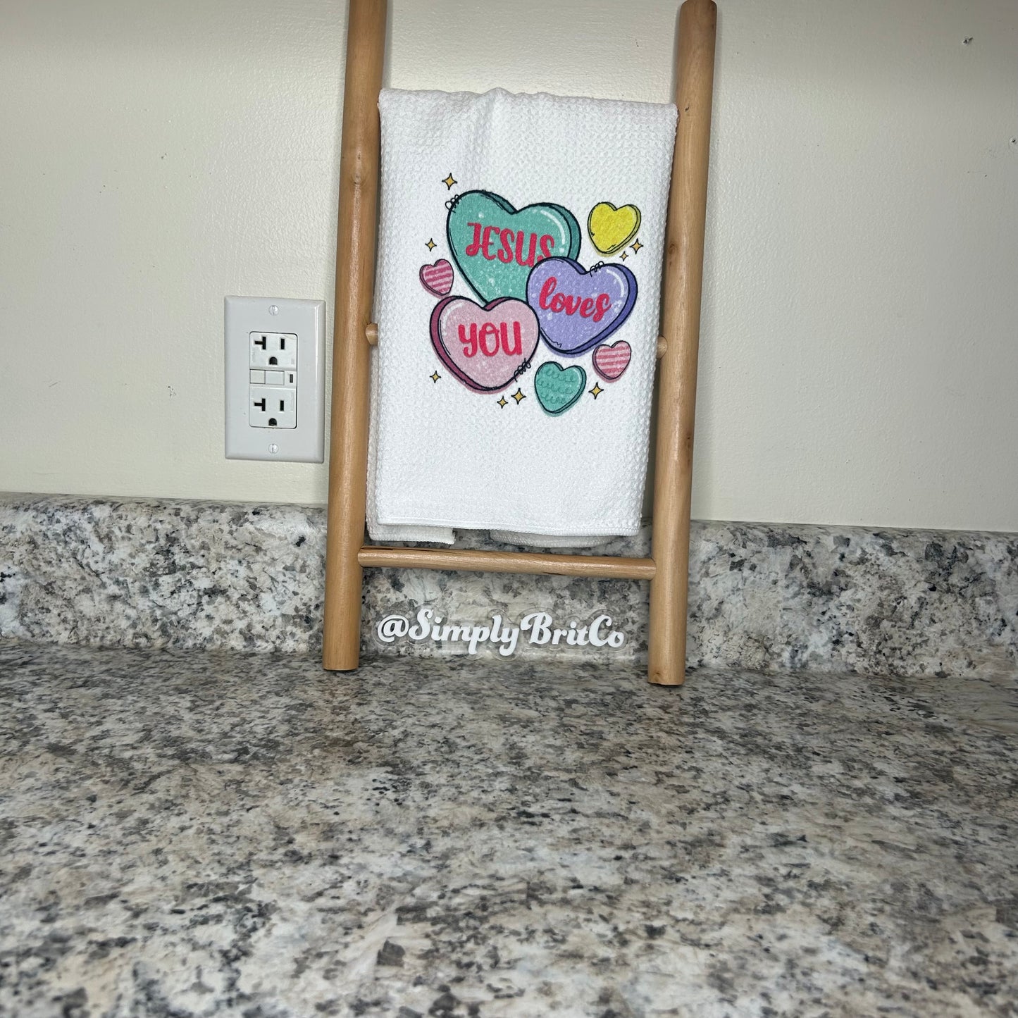 Jesus Loves You Bright Hearts Kitchen Towel