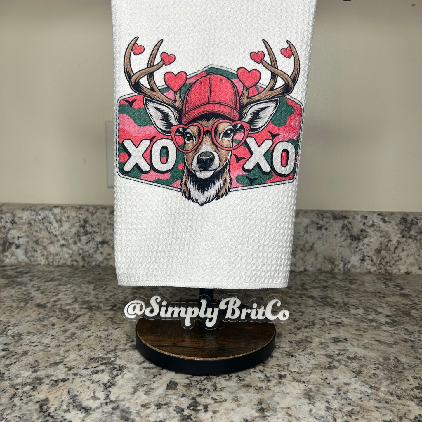 XOXO Camo Deer Kitchen Towel