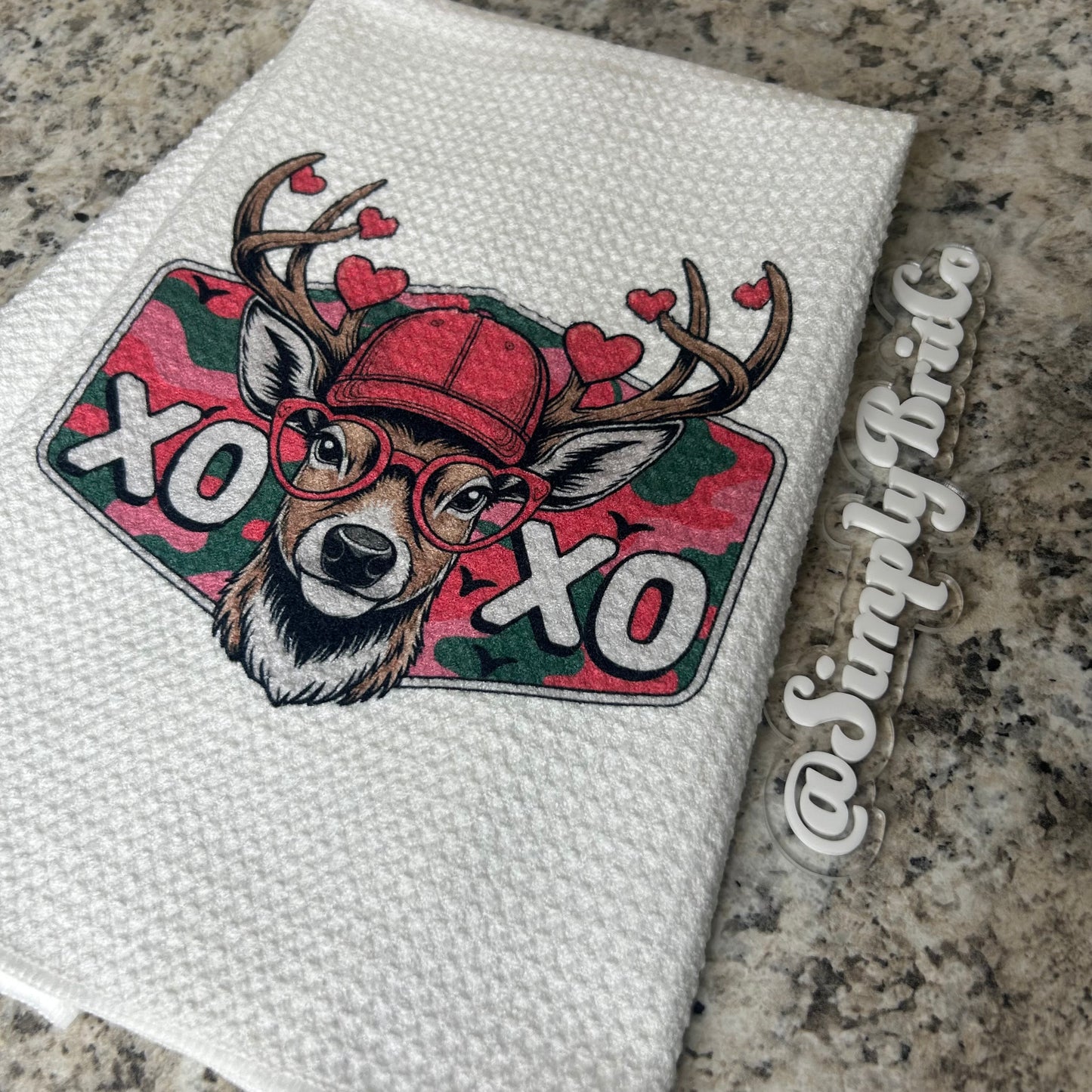 XOXO Camo Deer Kitchen Towel