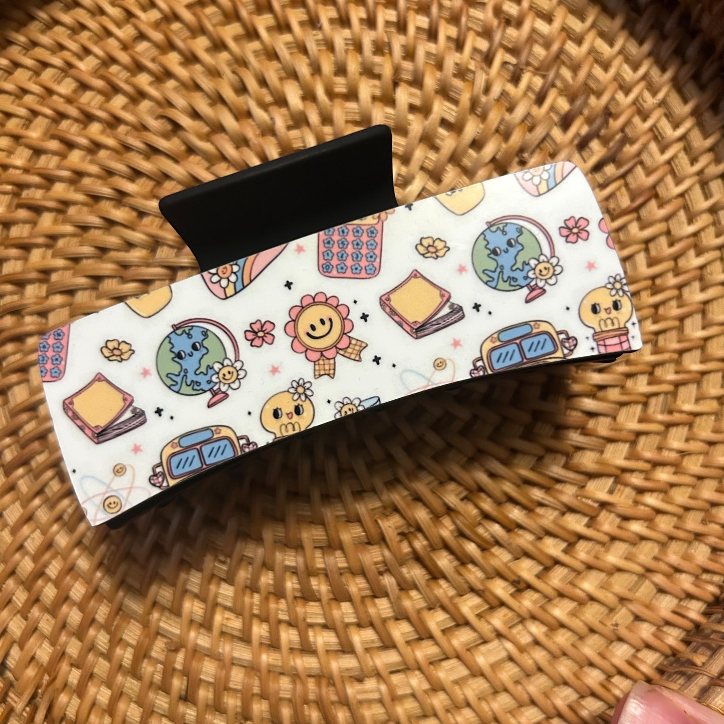 Animated School Supplies Large Claw Clip