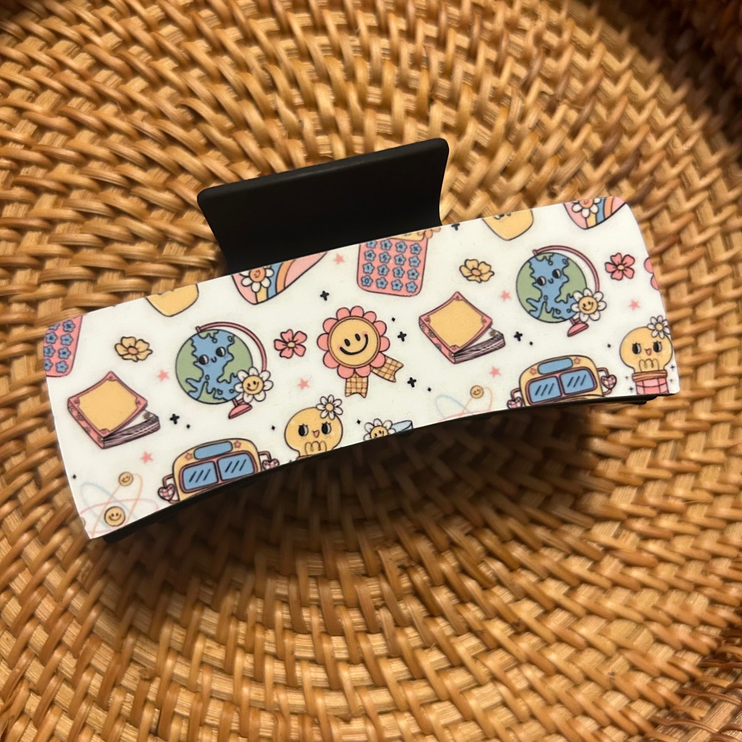 Animated School Supplies Large Claw Clip