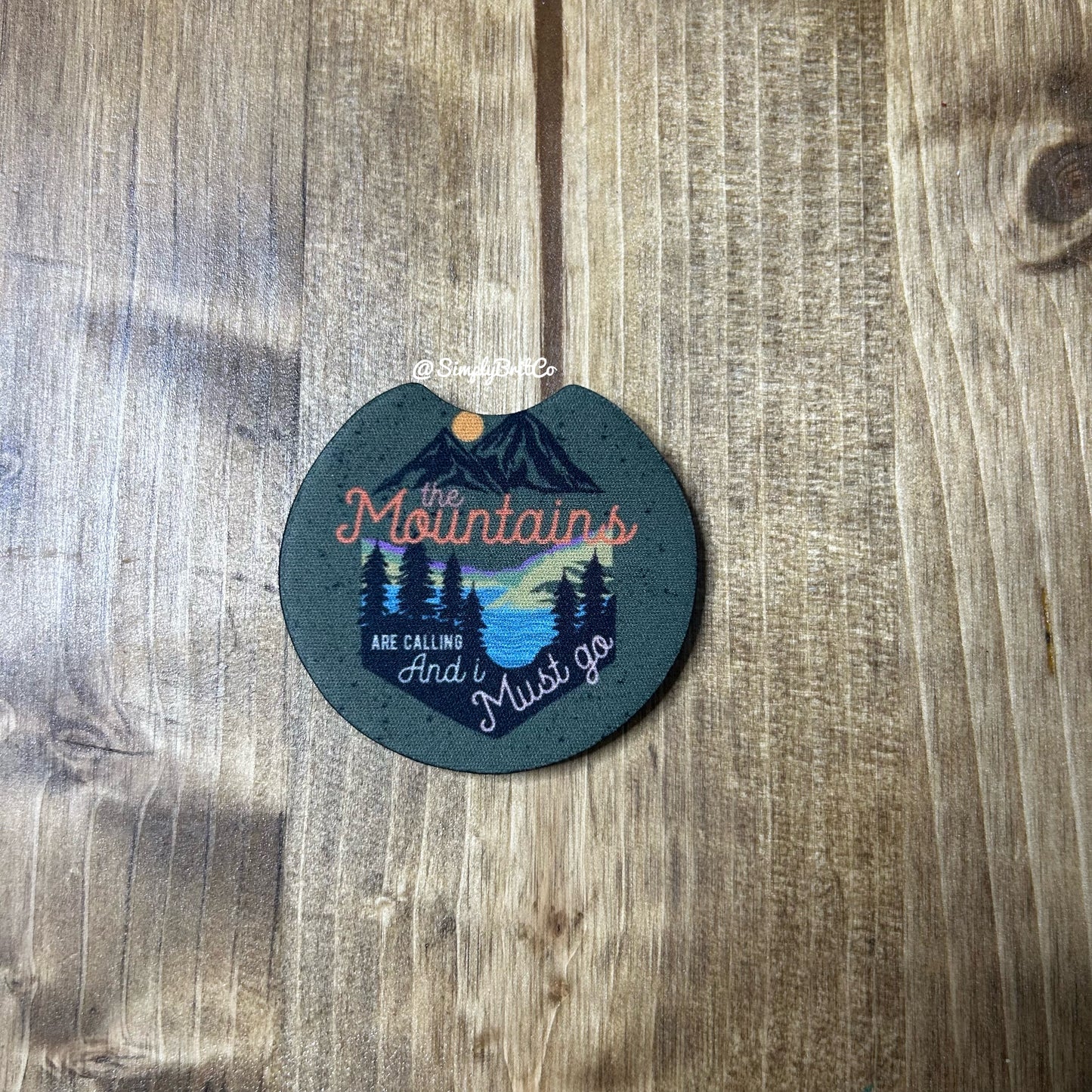 The Mountains are Calling and I Must go Set of 2 Car Coaster | Great Outdoors