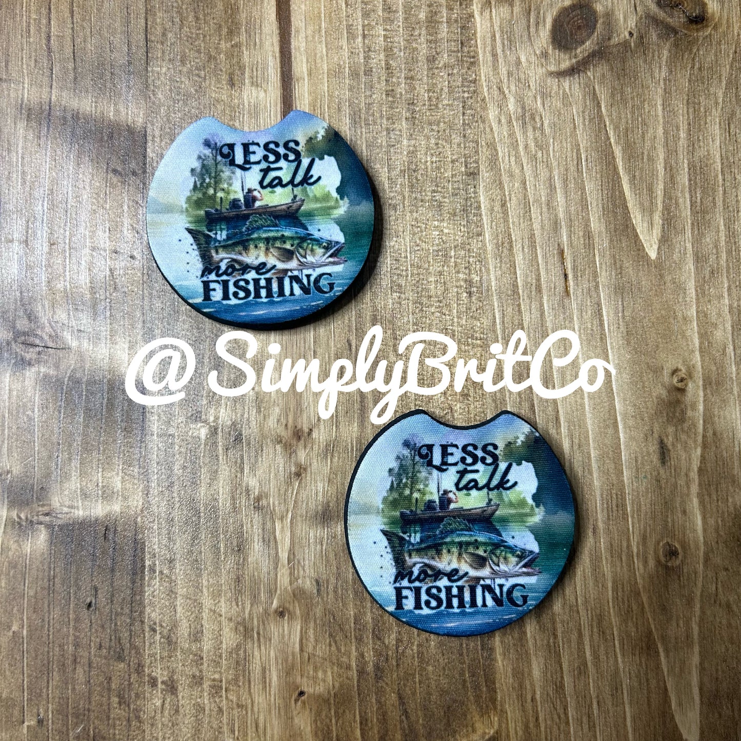 Less Talk More Fishing Set of 2 Car Coaster