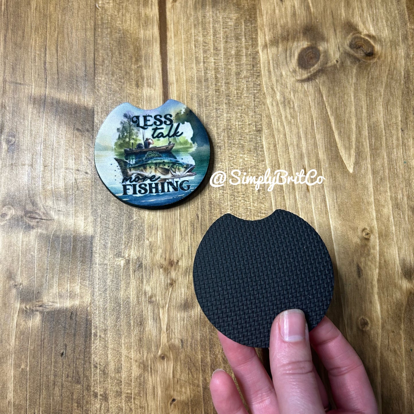 Less Talk More Fishing Set of 2 Car Coaster
