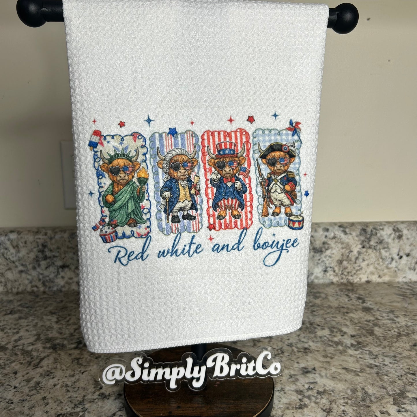 Highland Cow Red White and Boujee Kitchen Towel