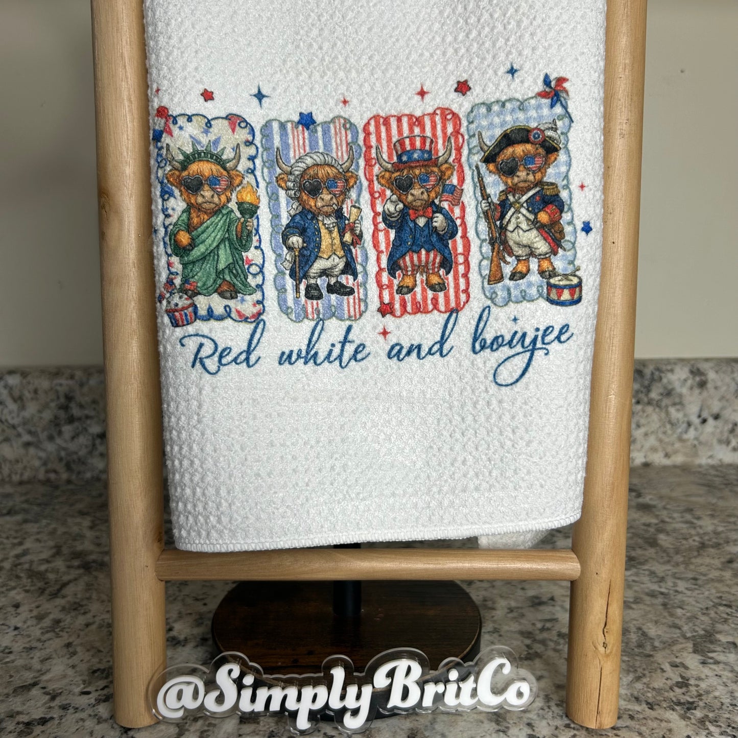 Highland Cow Red White and Boujee Kitchen Towel