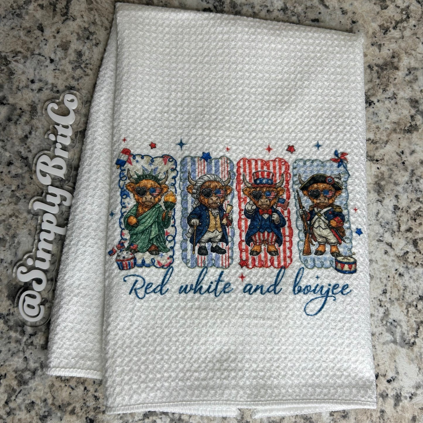 Highland Cow Red White and Boujee Kitchen Towel