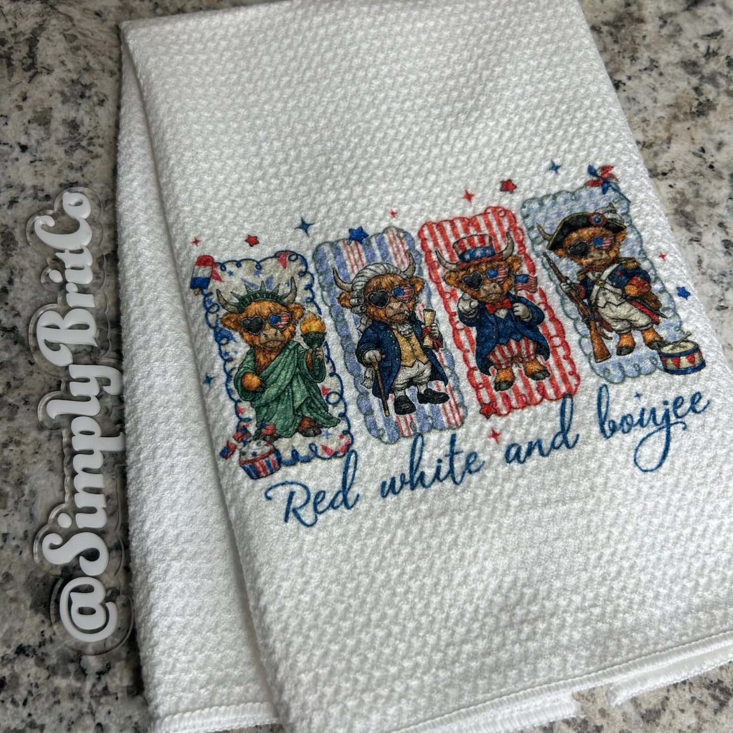 Highland Cow Red White and Boujee Kitchen Towel