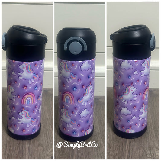 Puffy Unicorn 12oz Kids Tumbler | Purple