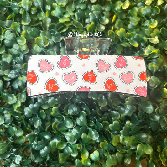 Word Hearts Large Claw Clip | Love