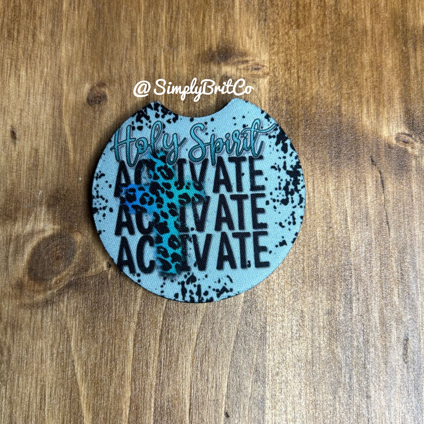 Holy Spirit Activate Set of 2 Car Coaster | Blue Cheetah