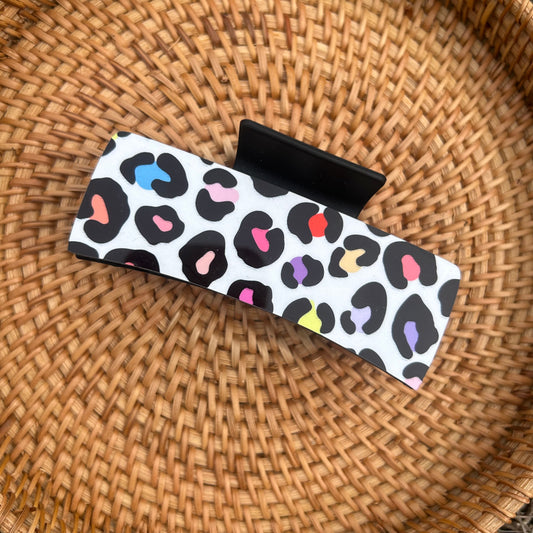 Multi Colored Large Cheetah Claw Clip