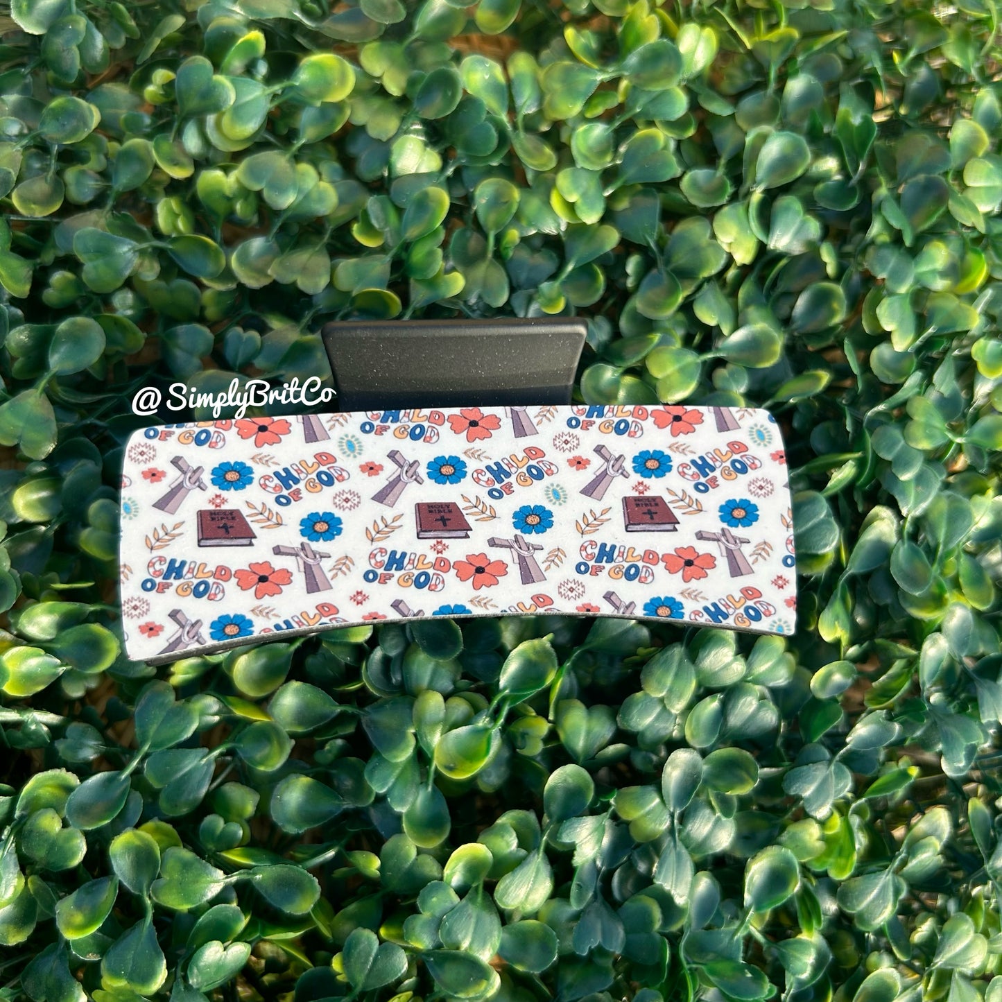 Jesus, Books, and Floral Large Claw Clip