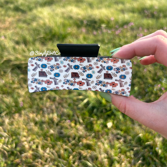 Jesus, Books, and Floral Large Claw Clip