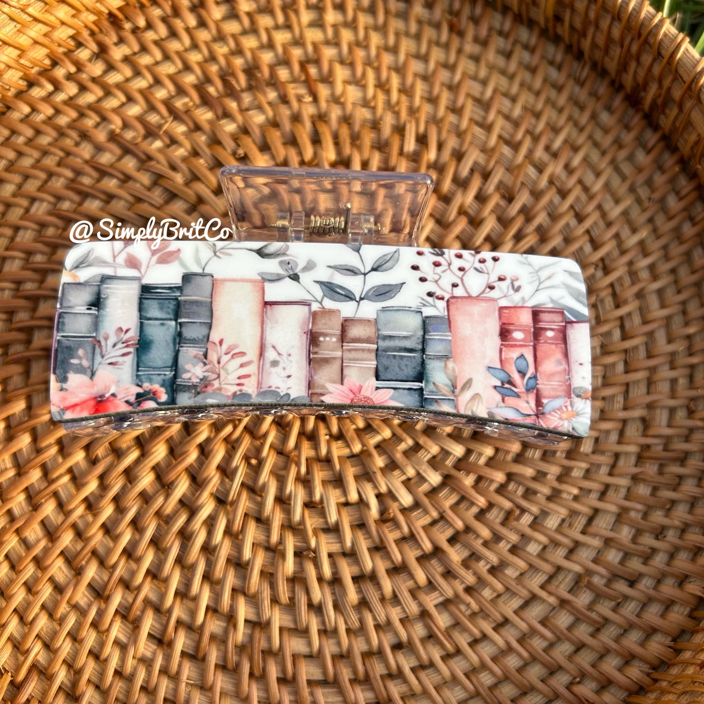 Light Books with Plants Large Claw Clip