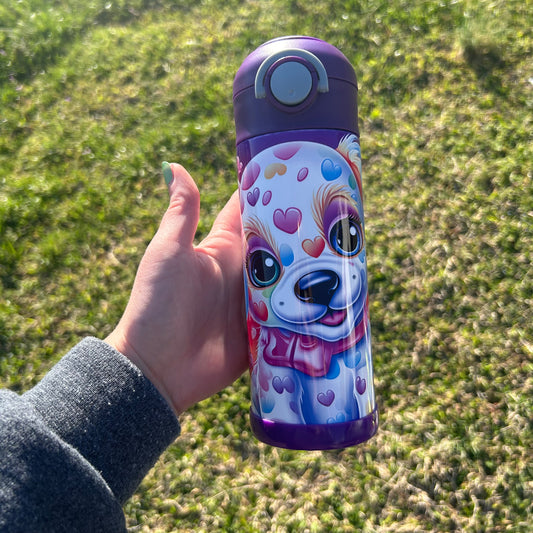 Heart Puppy Dog 12oz Kids Tumbler  | Bright Colors