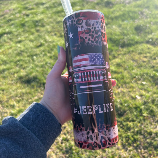 #JeepLife 20oz Tumbler | Flag | Cheetah