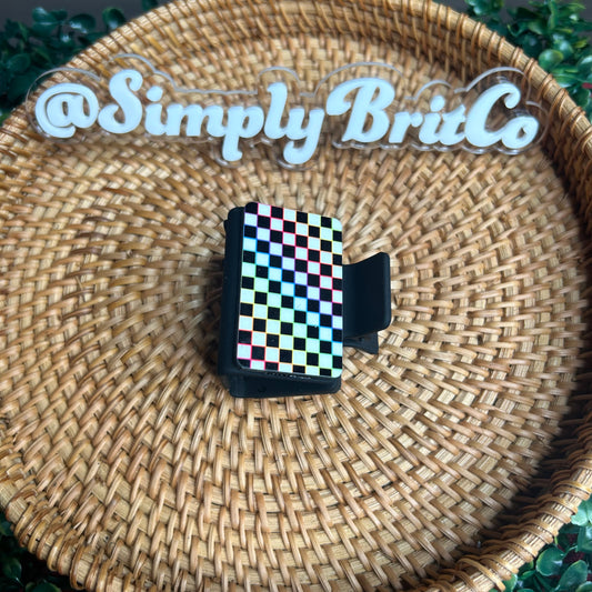 Neon Small Checkered Small Claw Clip