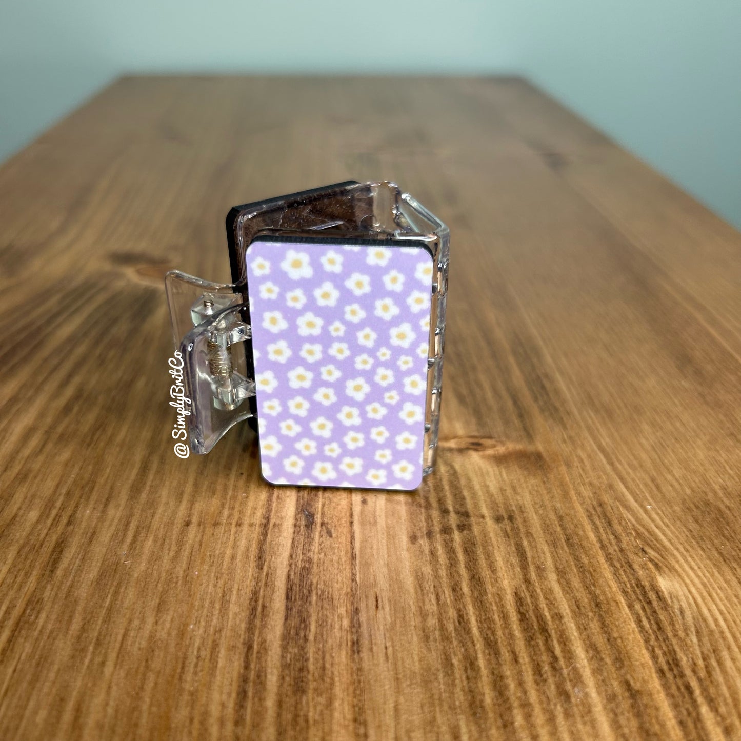 White Flowers Lavender Small Claw Clip