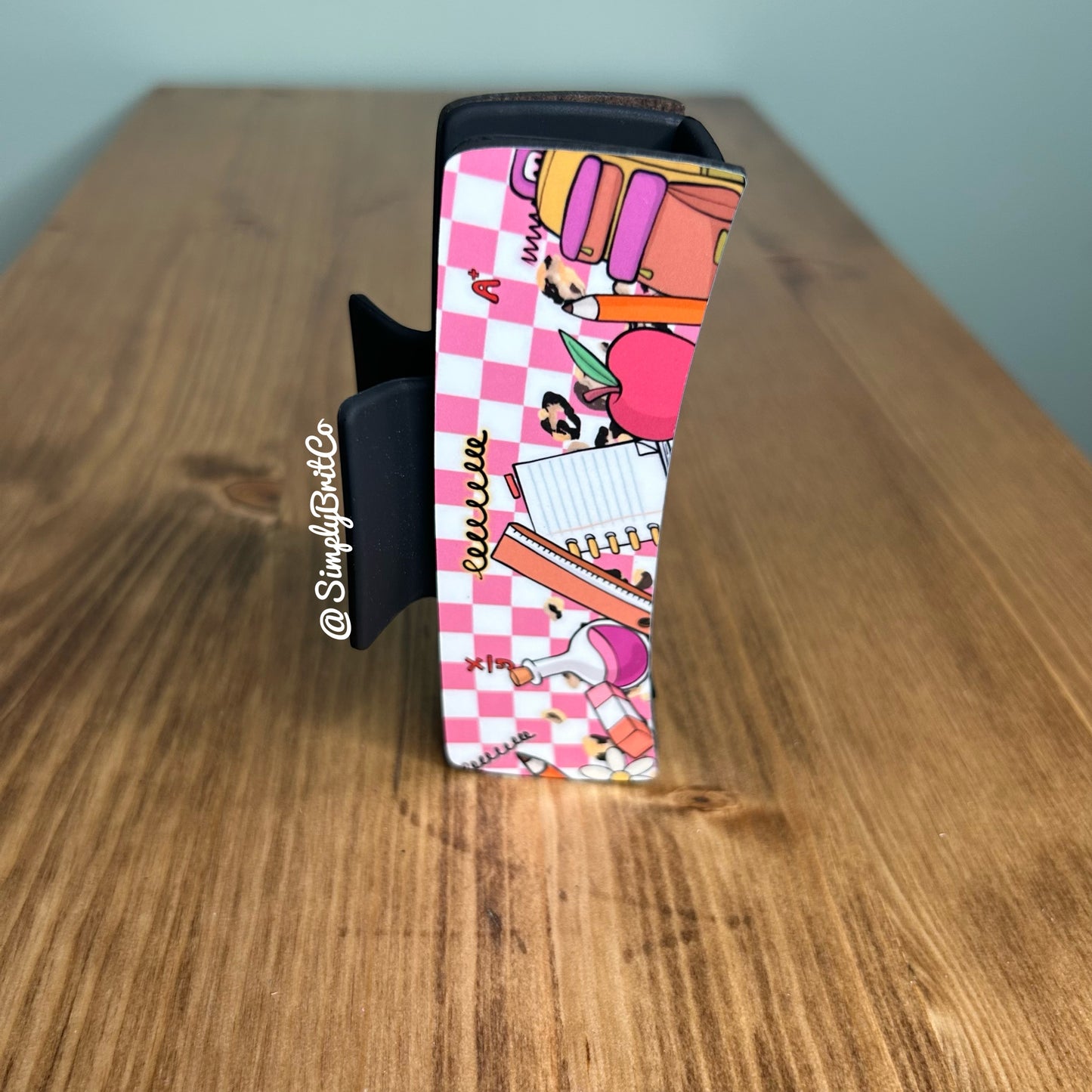 Pink School Supplies Large Claw Clip