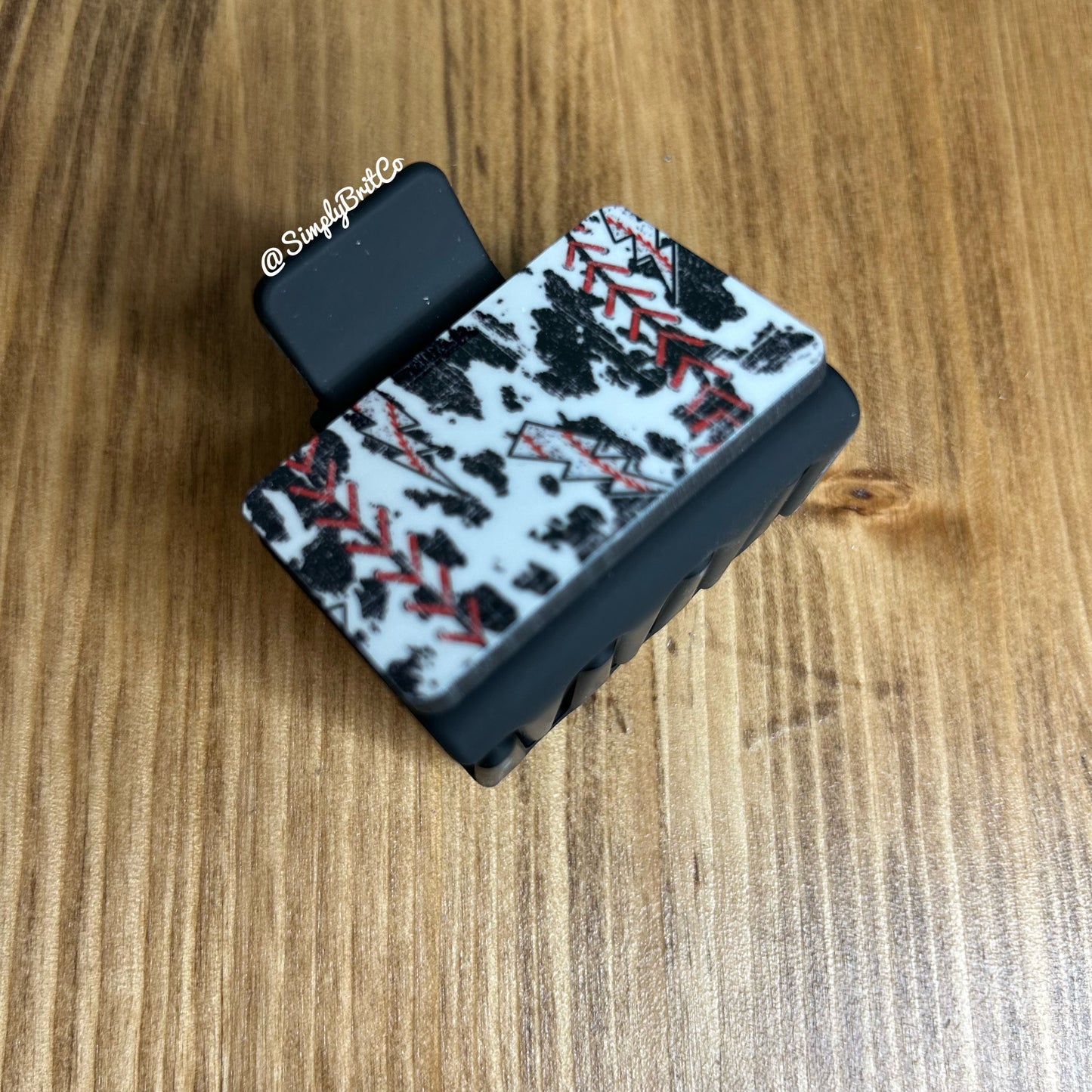 Cow Baseball Print Small Claw Clip