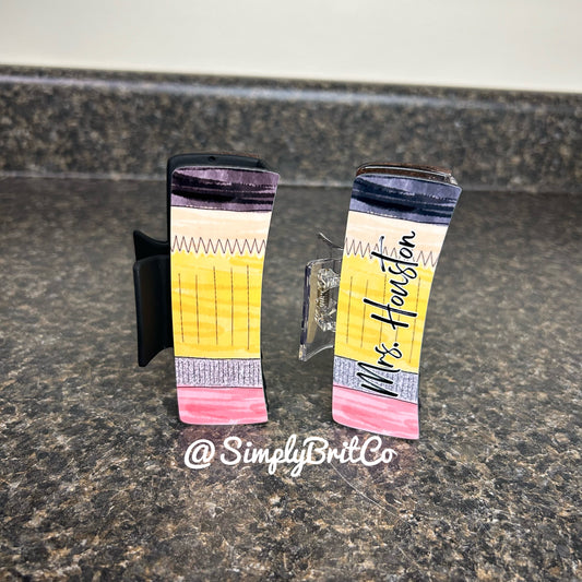 Pencil Large Claw Clip | Personalizable