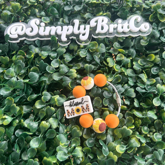Blessed Mom Sunflower Tumbler Charm | Handle Accessory