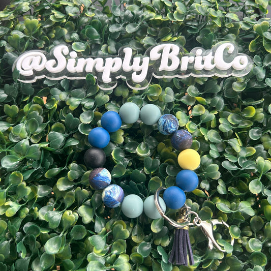 Sky Artwork Silicone Bead Stretchy Keychain | Key Holder