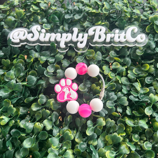 Hot Pink Paw Print Tumbler Charm | Handle Accessory