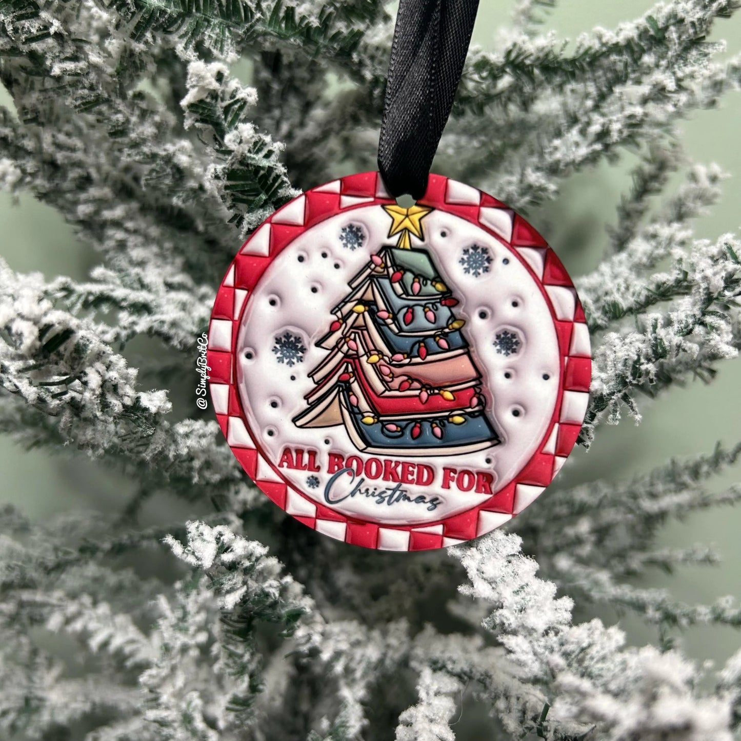 All Booked For Christmas Ornament